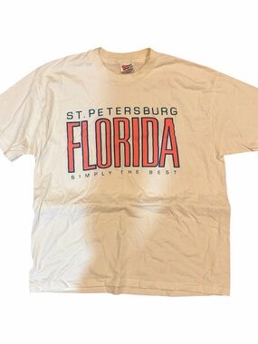 Vintage Men’s XL Extra Large Hanes Made USA St. Petersburg Florida White T Shirt